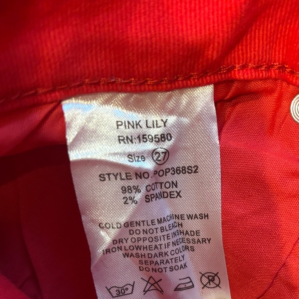 Pink Lily Bold Red Women's Wide Leg Jeans Size 27 - Picture 4 of 5